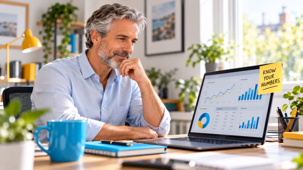 Business owner reviewing management accounts